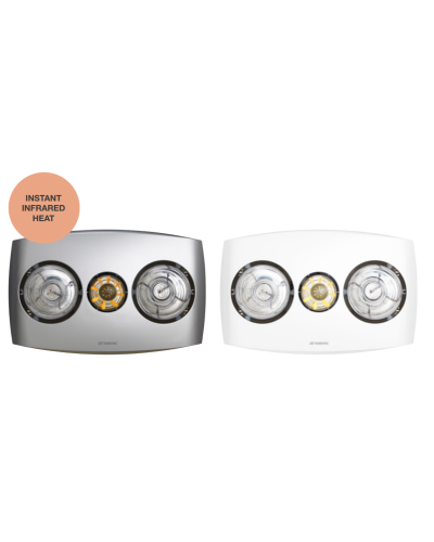 Contour 2 3-in-1 LED Bathroom Heater with 2 Heat Lamps, Exhaust Fan 