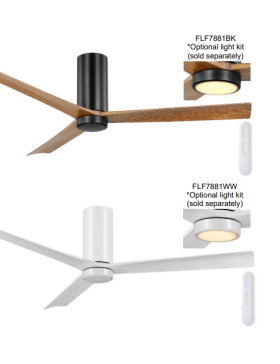 Mona DC Low Profile No Light Ceiling Fan With Remote Control