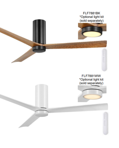 Mona DC Low Profile No Light Ceiling Fan With Remote Control
