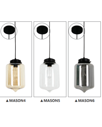 Mason Industrial Tipped Shape Amber-Clear-Smoke Glass Pendant Light