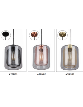 Tono Black-Copper-Brass Mash Internal & Clear Glass Single Pendant Light
