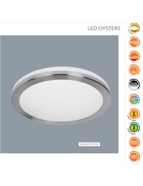 GEM SO3701/TC/DP 310mm LED Oyster 8 to 16 Watt Satin Nickel Trim Deco With Selectable Colour Temperature And Dual Power