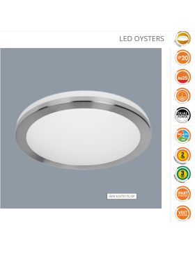 
												GEM SO3701/TC/DP 310mm LED Oyster 8 to 16 Watt Satin Nickel Trim Deco With Selectable Colour Temperature And Dual Power