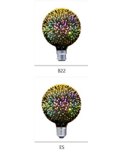 CLA LED Decorative G125 Firework B22 & E27 Base 3D Effect Globe