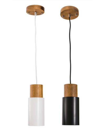 Lois Metal With Timber Top cylindrical Pendant