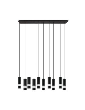 Bernabeta 205309 Ten Cylindrical Parallel Base Black Pendant Light.
