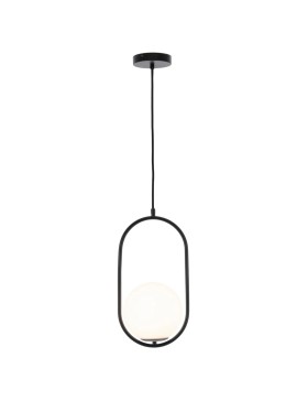 Ava Single Black & Brushed Brass Glass Pendant