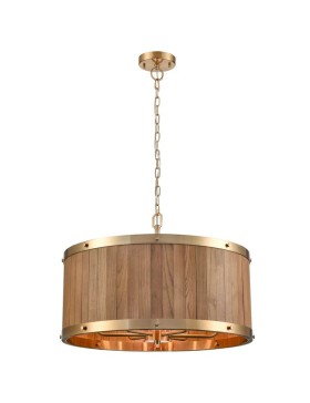 Barrique Retro Interior Large Drum Wood Pendant Light