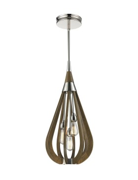 Bonito2 Rustic Medium Taupe Wood Tear Drop Pendant Light