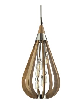 Bonito3 Rustic Large Taupe Wood Tear Drop Pendant Light.