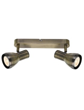 Curtis 2 Light GU10 Metal Structure Industrial Style Antique Brass - Black Spot light