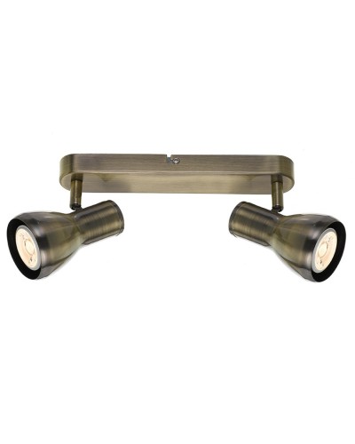 Curtis 2 Light GU10 Metal Structure Industrial Style Antique Brass - Black Spot light