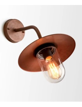 Deksel1 Matte Aged Copper Exterior Wall Light With Clear Glass IP54.