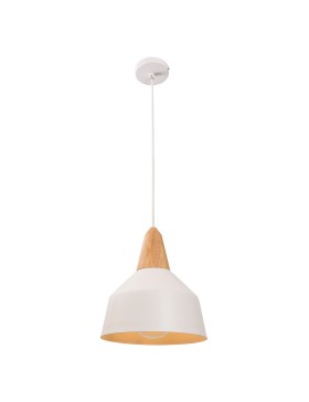 Noel Small Metal Pendant With Oak Timber-Black Or White