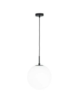Preston Large 300mm Opal Glass With Black and Antique Brass Metalware Pendant Light