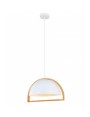 Swing Industrial Dome Shape Pendant Light In White & Black With Timber Frame
