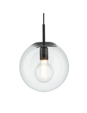 Madrid Small Clear Glass 250mm Ball Pendant Light With Black Metalware