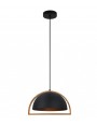 Swing Industrial Dome Shape Pendant Light In White & Black With Timber Frame