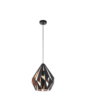 Carlton1 Medium Black, Copper Single Pendant Light 49254