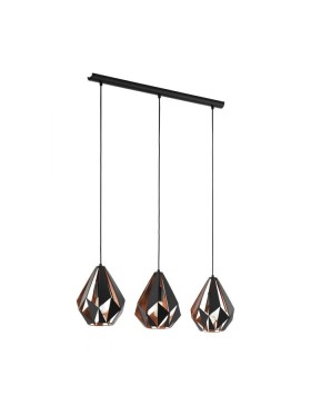 Carlton 1 Black, Copper 3 Light Pendant 49991