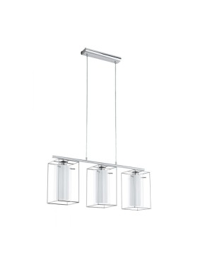 LONCINO 1-94378 Kitchen Benchtop Pendant 3 Light Chrome Frame With Opel Glass