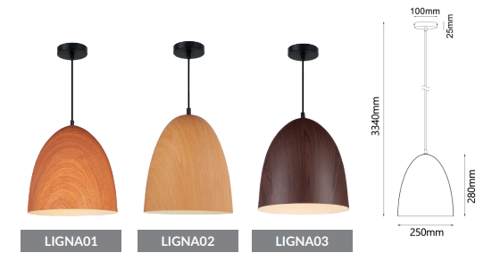 Ligna Single Oblong Shape Pendant Light