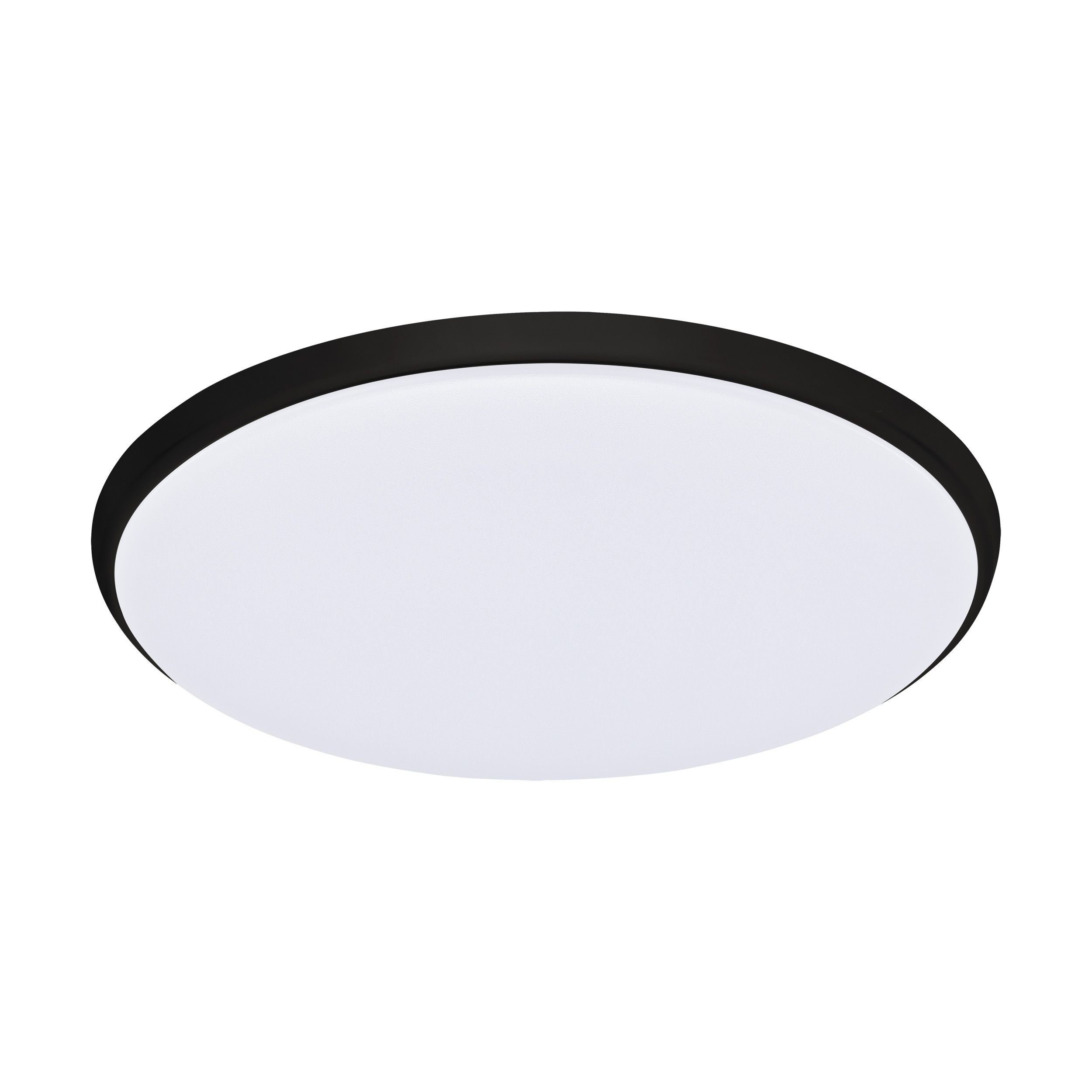 Ollie 28w Large Low Profile Tri-Colour Dimmable, Splash & Dustproof Led Flush Mount Light With Sleek Black Trim
