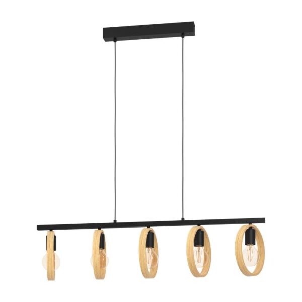 Ipsden  43552N Five Light Wood Parallel Pendant Light