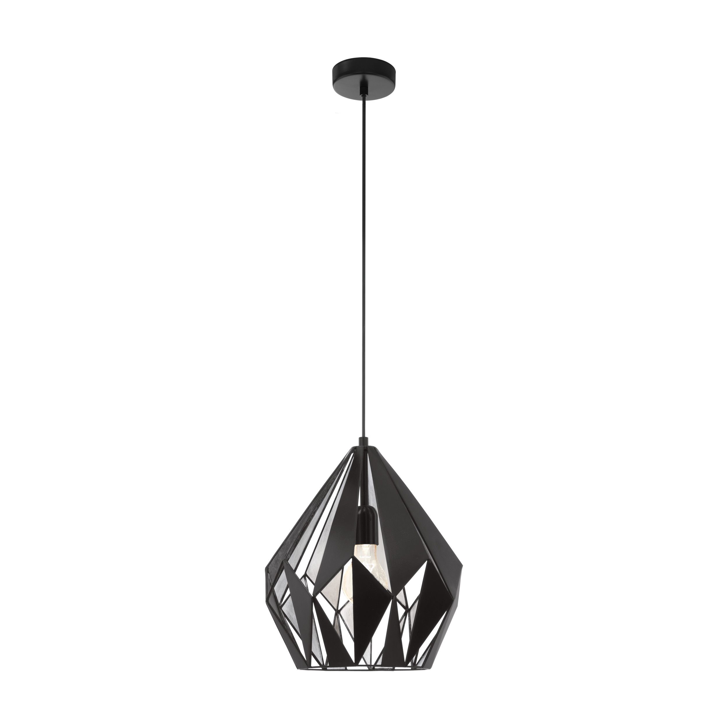 Carlton Medium Black, Silver Single Pendant Light 49255