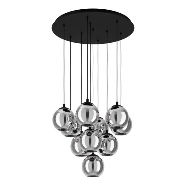 Ariscani 98654 Round Base Ten Light Fading Effect Glass Pendant Light.