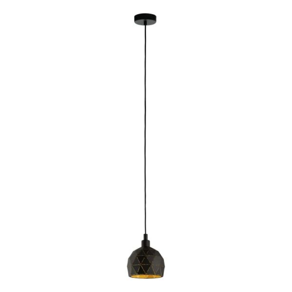 Roccaforte 97845N Black, Gold Medium Single Pendant Light.