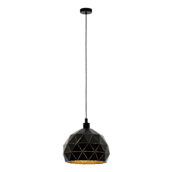 Roccaforte 33345N Black, Gold Small Single Pendant Light.