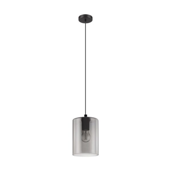 Cadaques 98585N Cylindrical Shape Smokey Glass Pendant Light.