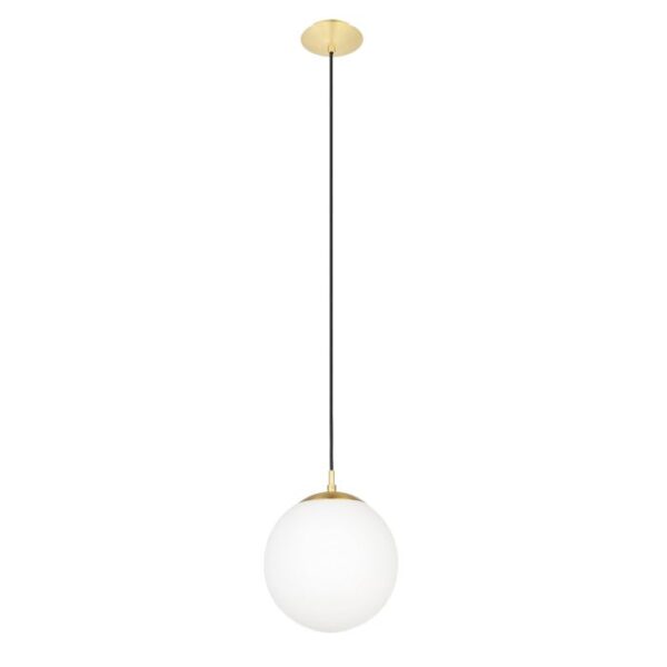 Rondo 205013 Single Brass Matt 250mm Round Glass Pendant Light.
