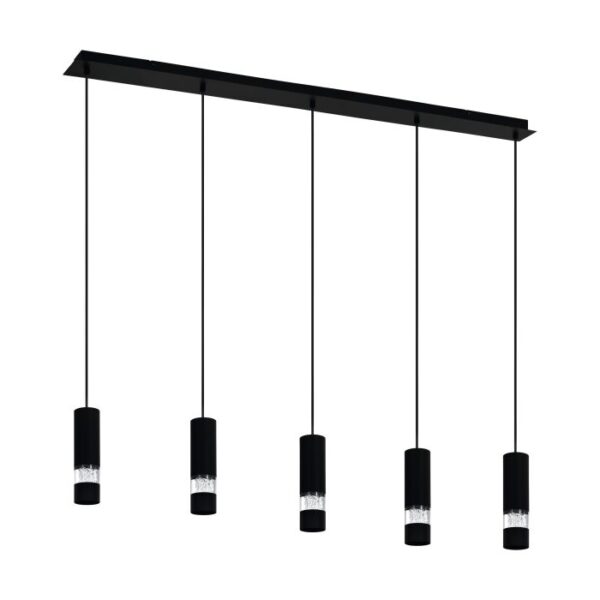 Bernabeta 205308 Five Cylindrical Parallel Base Black Pendant Light.