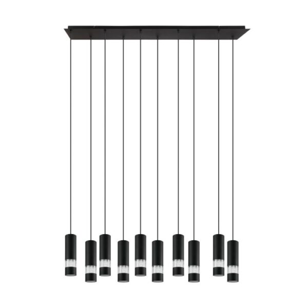 Bernabeta 205309 Ten Cylindrical Parallel Base Black Pendant Light.