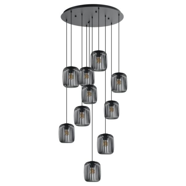 Romazzina 205648N Black Ten Light Pendant Light.
