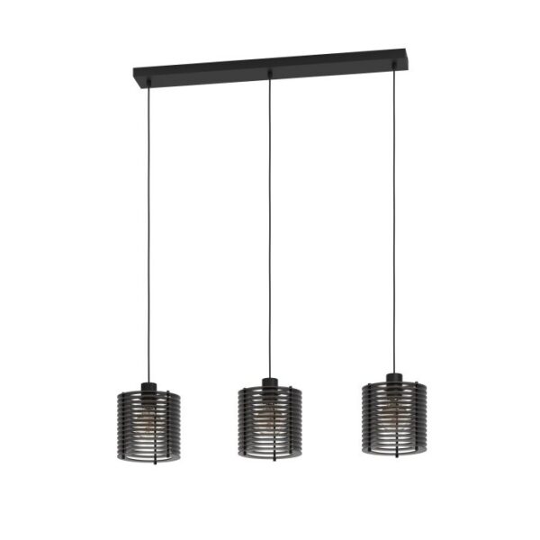 Segovia 900738N Black Wood Three Light Pendant Light.