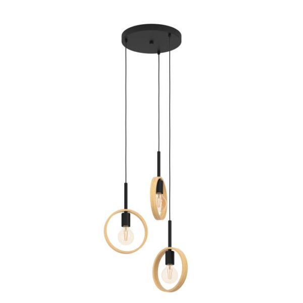 Ipsden  43551N Three Light Wood Round Pendant Light