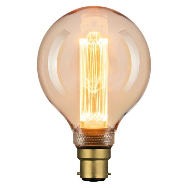 G95 Vintage Laser Cut Decorative B22 Base Amber Colour Globe