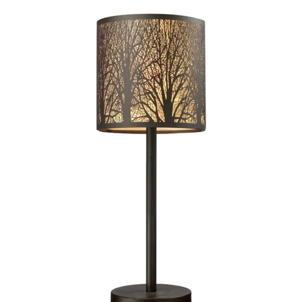Autumn Table Lamp Round Aged Bronze with Amber Lining