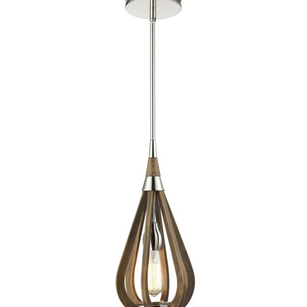 Bonito1 Small Taupe Wood Tear Drop Pendant Light