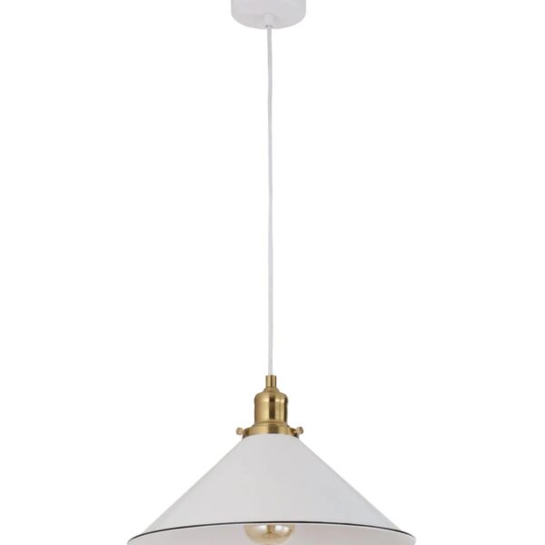 Cerema White With Antique Brass & Black Highlight Coolie Pendant Light