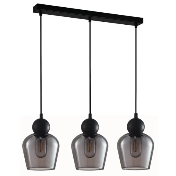 Champan Interior Bronze Amber / Smokey Black Glass Ellipse Multiple Bar Base Pendant Lights