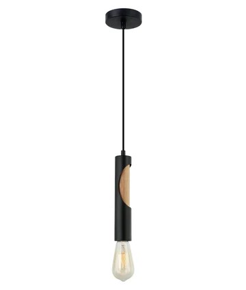 Ida Interior Iron & Blonde Wood Tube Pendant Light