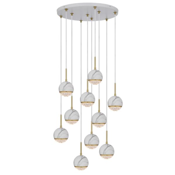 Oneta Elegant White Marble 10 Light Crystal Pendant