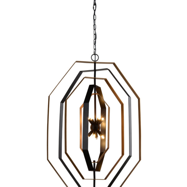 Orbita2 Pentagon Style Modern Oil Rubbed Bronze Hardware with Antique Gold Pendant Light