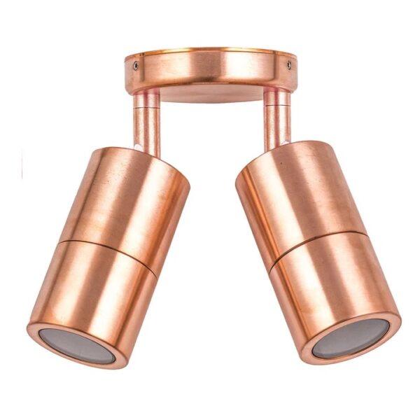Adjustable Exterior Copper finish PG2AC 2xGU10 Pillar Spot Wall Light IP65