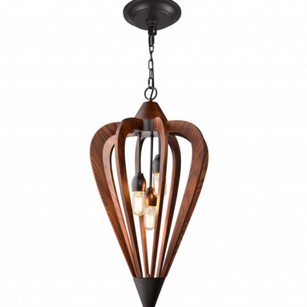 Senorita2 Medium Mid Century Modern Arrow Wood Oil Rubbed Brown Pendant Light