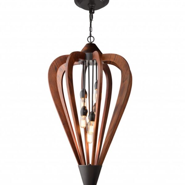 Senorita3 Large Mid Century Modern Arrow Wood Oil Rubbed Brown Pendant Light